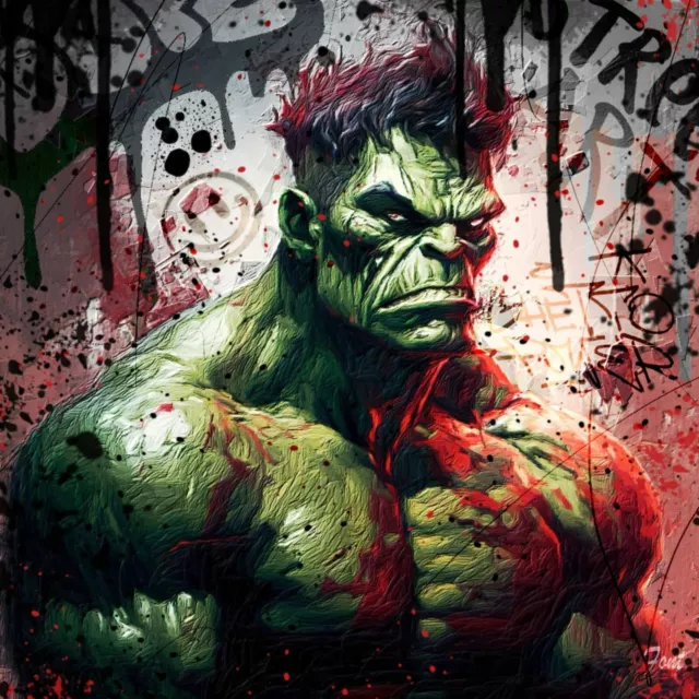 Peinture hulk marvel comics toile acrylique panneau pop art numerique avengers