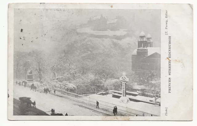 1904 Postcard Snowy View of Princes Street Edinburgh Scotland