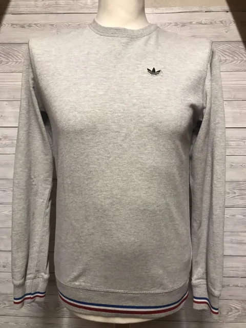 Adidas Mens Grey Sweatshirt Jumper Pullover Size Small S Cotton Sports