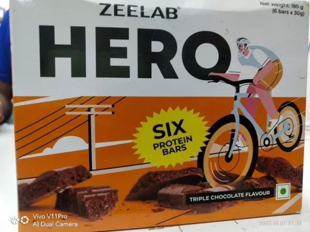 Barra de proteína Hero Zeelab 30 g 6 barras altas en proteína en caja...