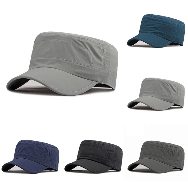 Men's Retro Cadet Cap Hat Adjustable Baseball Style Summer Headwear Black