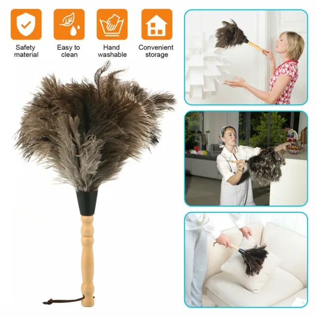 13inch Ostrich Feather Duster Durable Dust Collecting Cleaning Tool In Wool Shop