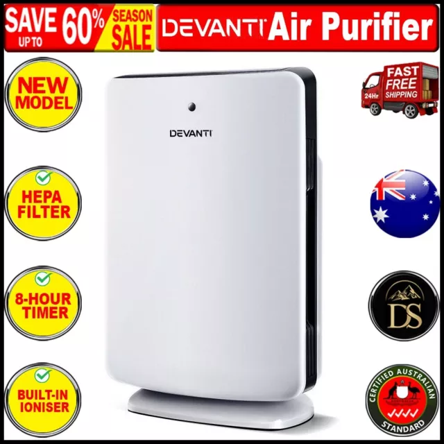 Devanti Air Purifier HEPA Filter Home Purifiers Freshener Carbon Ioniser Cleaner