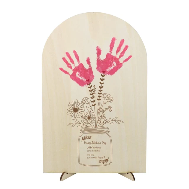 Handprint Flowers Sign,DIY Handprint Plaque for Grandma, Mom(Handp...