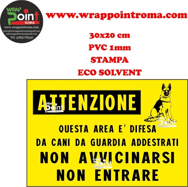 Cartello Segnale ATTENTI AL CANE - 20x30 Cm In PVC - Avviso Per Recinzioni E Giardino