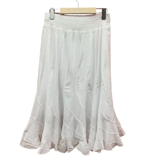 Grace Elements Womens Cotton White Ruffled Hem A-Lined Midi Skirt Size Large