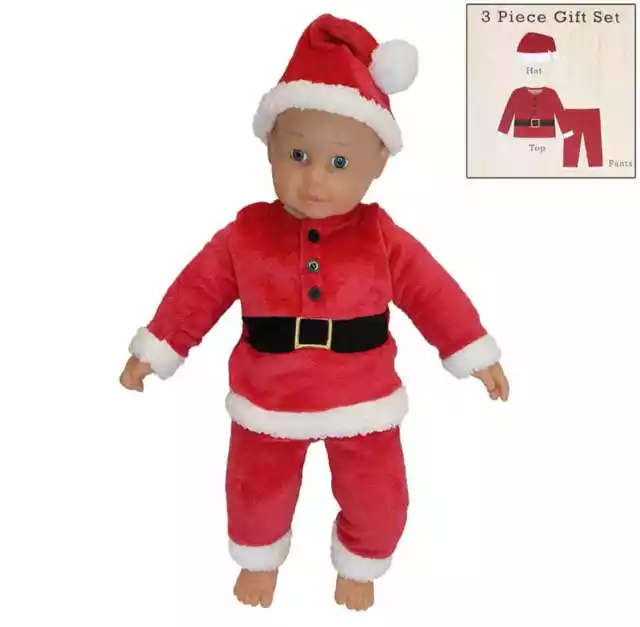 Baby Weihnachtsmann-Kostüm Nikolaus Kostüm Set 3-tlg Geschenkset 0-3/3-6/6-9 Mon