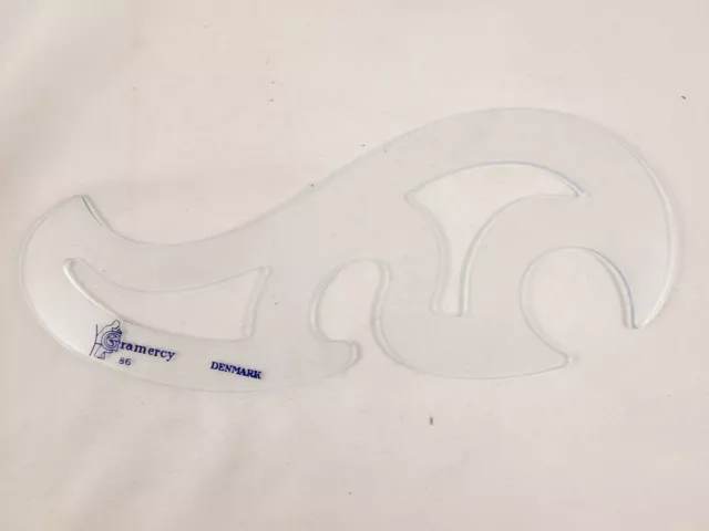 Vintage Gramercy 81 Denmark 1980's clear plastic drafting tool, French Curve