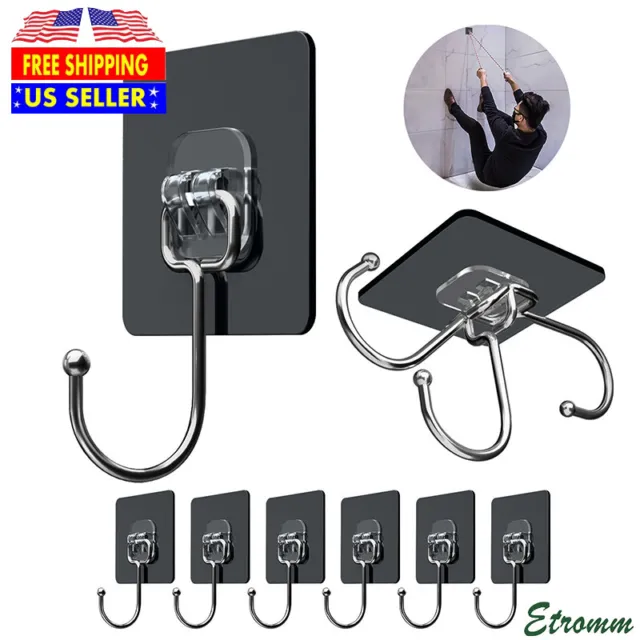 10/20/30 PCS Stainless Steel Adhesive Sticky Hooks Heavy Duty Wall Hook Hangers