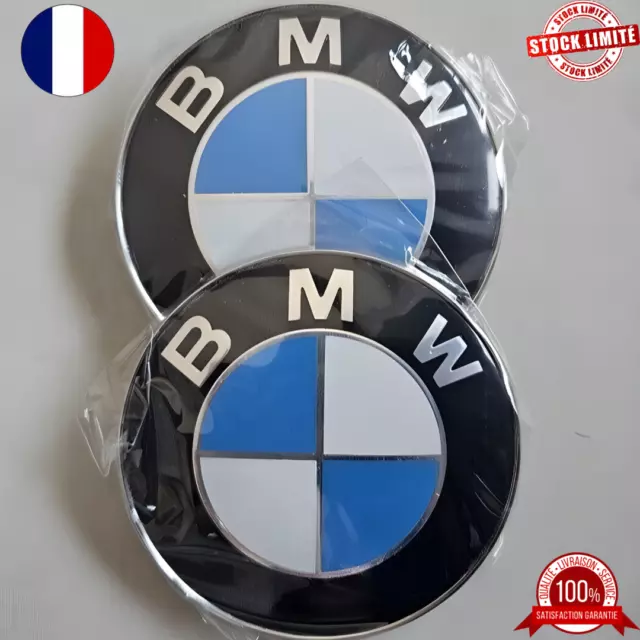 2x Insigne logo Capot + Coffre Emblème BMW 82mm 82mm E36 E39 E46 E90 Berline