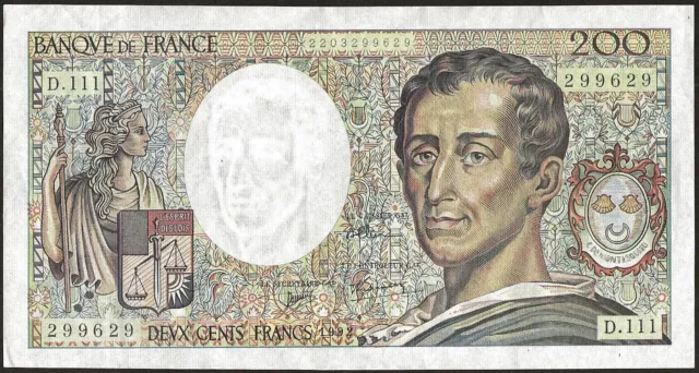 France - bank note Of 200 Francs Montesquieu 1992 Ttb F.70 / 12a