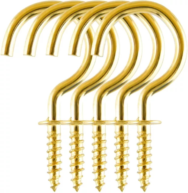 SMALL-LARGE 15/19 /25/32/38/50mm STRONG SHOULDER CUP HOOKS BRASS METAL UK