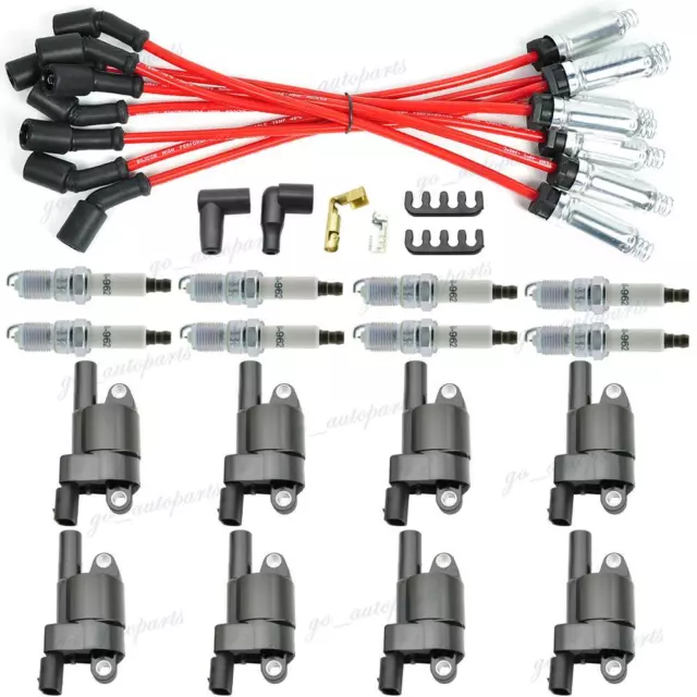 8PCS Round Ignition Coil+Spark Plug+Wire for GMC Chevy Silverado 1500 5.3L UF414