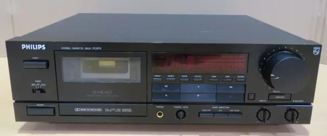 Philips FC 870 3-Head Stereo Kassetten Tapedeck schwarz/gebr. mit Funktion