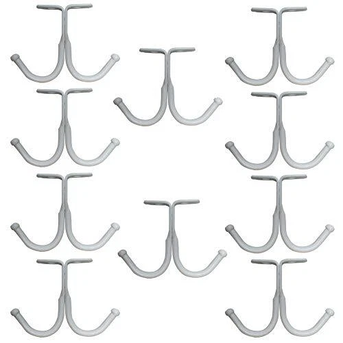 Double Prong Ceiling Hook,WhaGaay 10 Pcs Towel/Robe/Coat Clothes Hook White