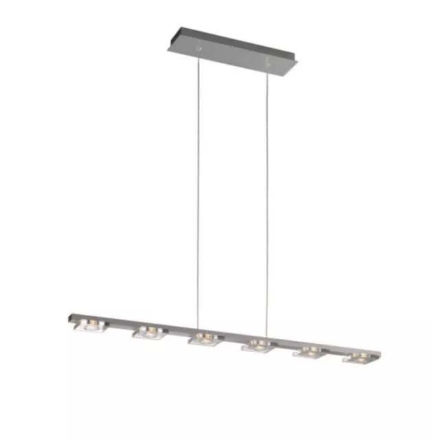 Lámpara colgante LED Philips Platón 6x 2W blanco cálido aluminio cepillado 150cm EEK A