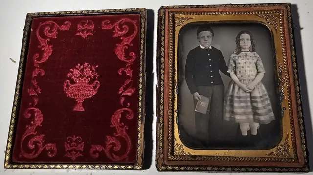 1/4 Plate Daguerreotype of Brother And Sister By McElroy
