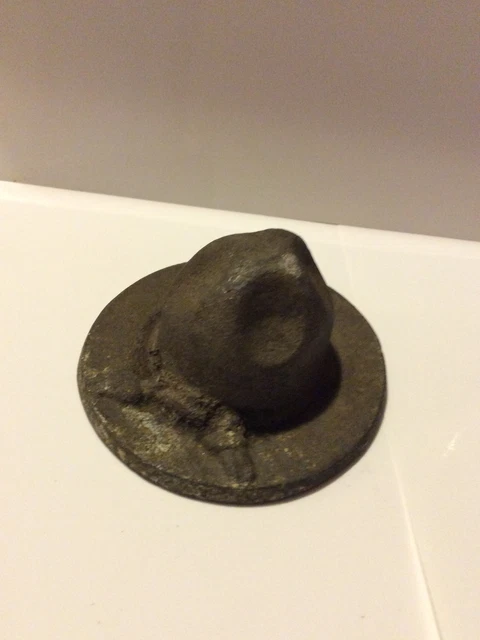 vintage antique Metal Drill Instructor Hat Paper Weight