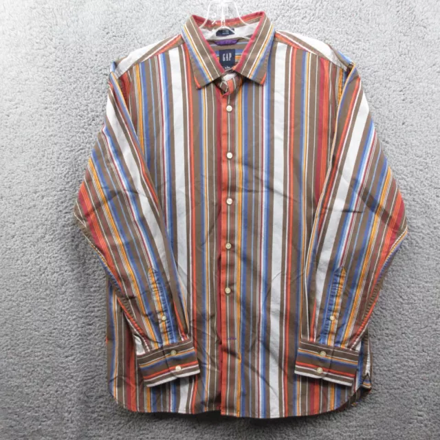 Vintage Gap Button Down Shirt Mens L Vertical Striped Fitted Premium 100% Cotton