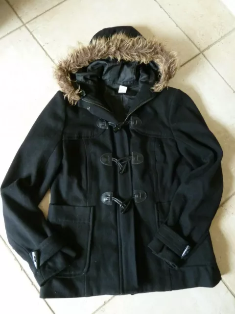 manteau Duffle-coat laine noir capuche
