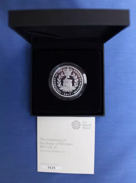 2017 Silver Piedfort Proof £5 Crown coin "House of Windsor" in Case with COA