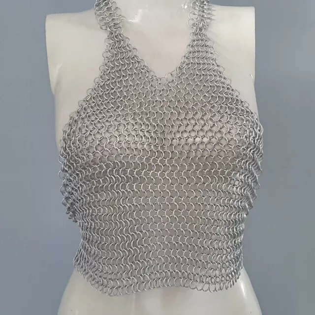 Handmade Aluminium Butted Chain mail Top / Bra For Women's Fashion Purpose