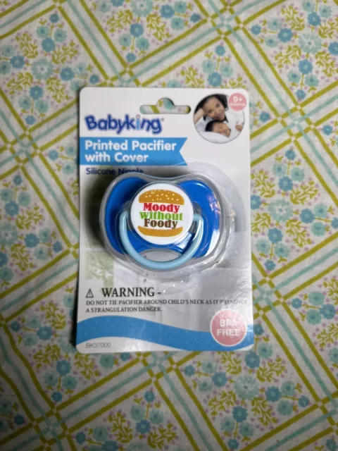 Baby King Printed Pacifier With Cover - New - Moody Without Foody