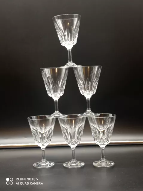 6 verres à vin en cristal de BACCARAT  modèle Côte d'Azur,H 11,5 cm,signé