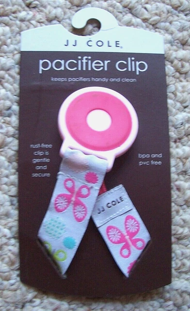JJ Cole Pacifier Clip Pink with Butterflies NEW