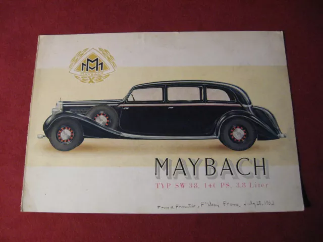 1936 Maybach German? Sales Brochure Booklet Old catalog Original