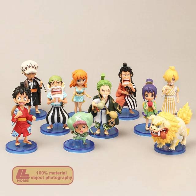 ANIME ONE PIECE Luffy Sanji Nami Zoro Wano Country 10Pcs Figure Cake