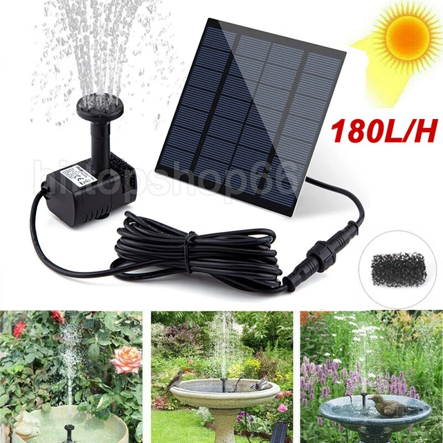 Fuente de panel de energía solar de 1,8 W bomba de agua sumergible para pájaros baño estanque jardín