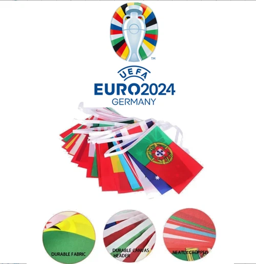 EURO 2024 FOOTBALL Fabric Bunting National Team Flags Street Party