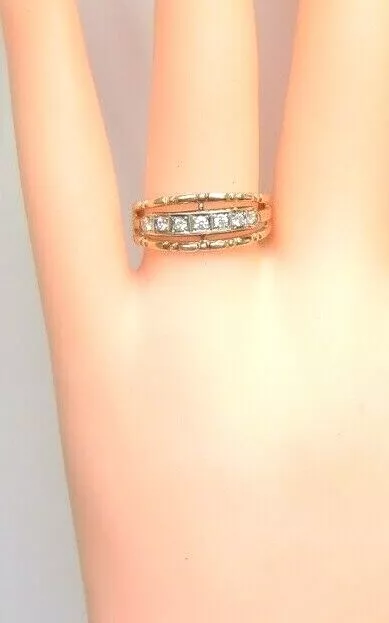 Bague de mariage antique art déco diamant 14 carats or rose taille 7,75 EGL USA 2