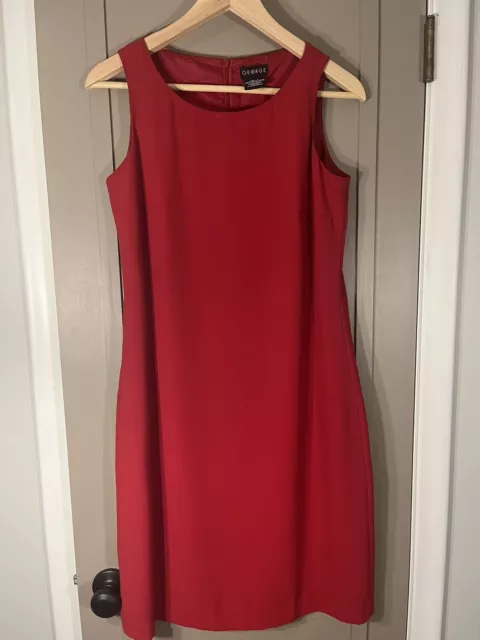 George Red Sheath Pencil Dress Size 6 Business Knee Length Sleeveless Lined