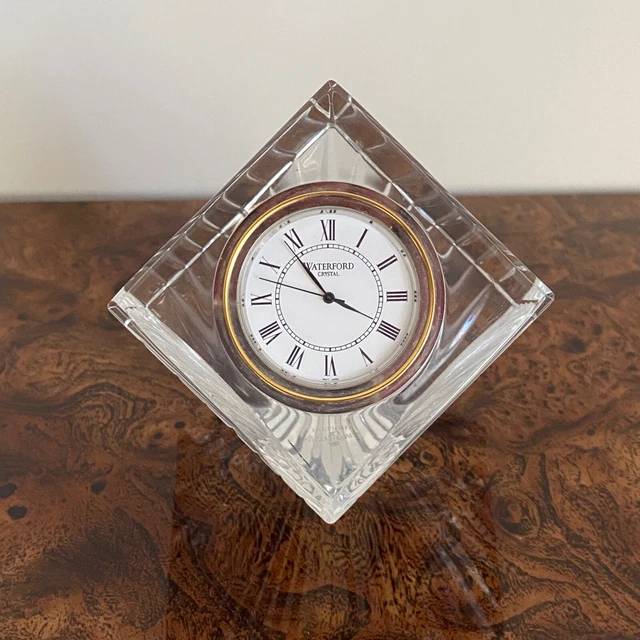 CHARMING WATERFORD IRISH Crystal Glass Cube Square Desk Clock