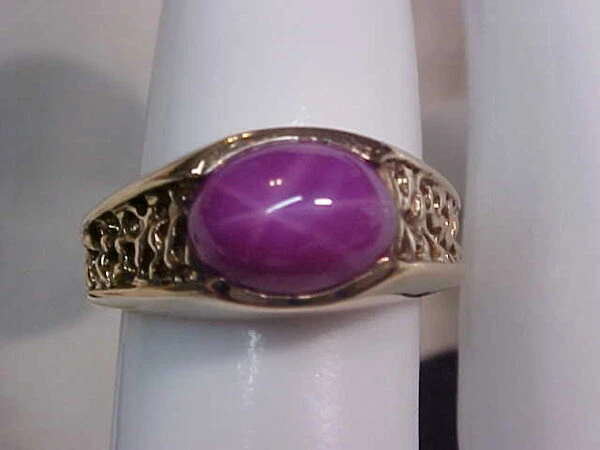 VINTAGE 1.50CT RED RUBY STAR SAPPHIRE RING 14K YELLOW GOLD sz7.75