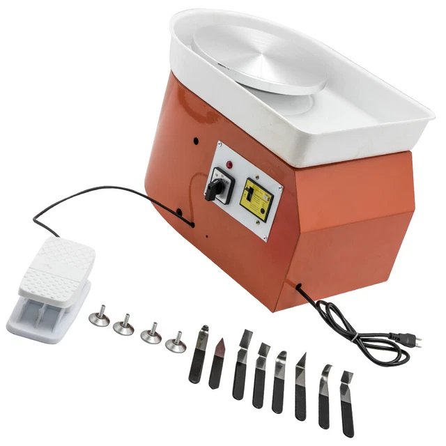 Rueda de cerámica 280W 9,8"" + juego de herramientas de conformación arte artesanía trabajo arcilla máquina de cerámica
