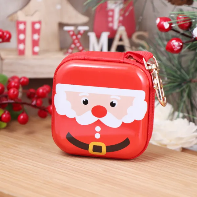 Christmas Santa Face Mini Coin Bag Case Pocket Square Small Hard Change Key
