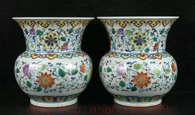 6"Qianlong Marked China Doucai Porzellan Dynastie Palace Blumenflasche Vase Paar