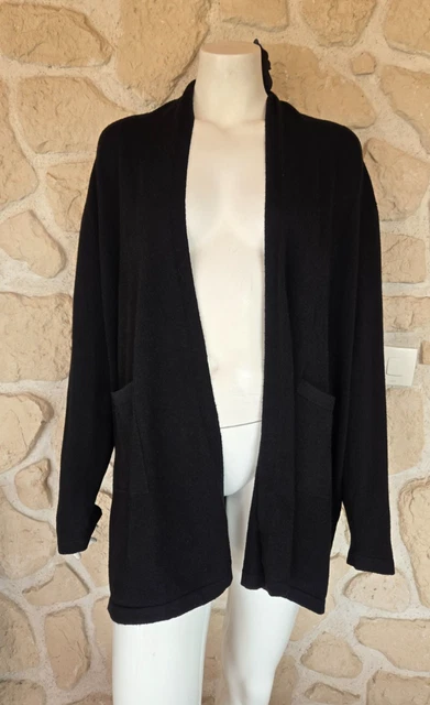 Gilet Femme Terry Lane – Noir Et Ivoire, Laine Et Angora, Taille XL, Neuf Avec étiquettes