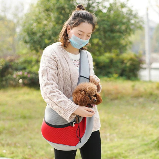 Borsa per cani portatile portafionde cani di piccola taglia cucciolo a mani libere