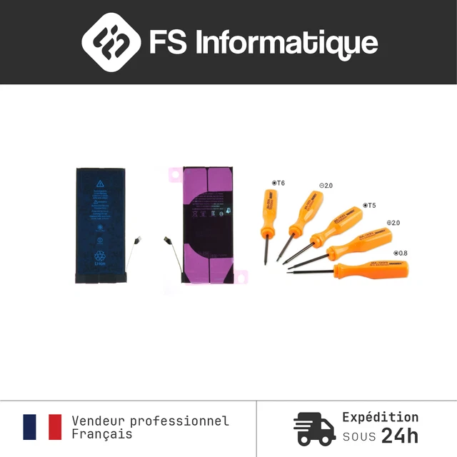 Kit De Remplacement Batterie IPhone SE/6/7/8/X/11/12 Etc. + Outils Et Stickers Inclus