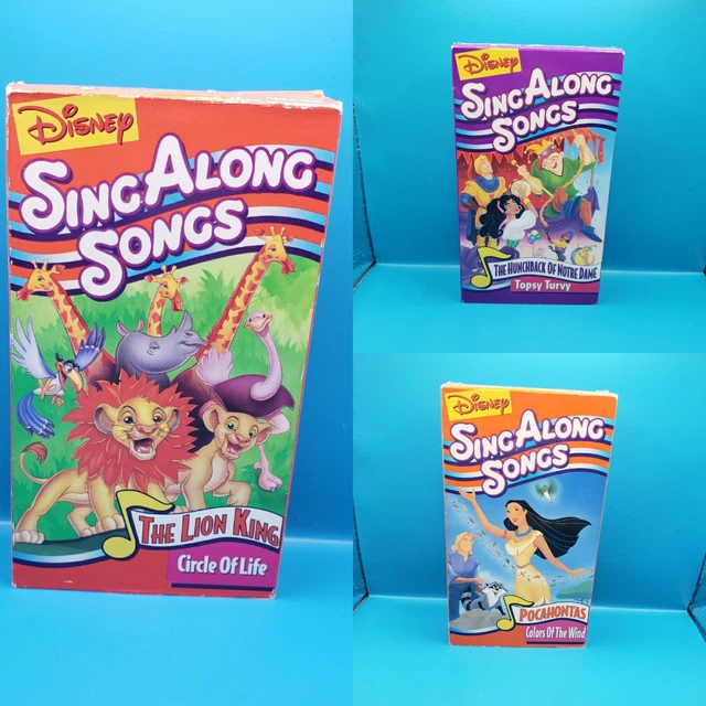 3 WALT DISNEY Sing Along Songs VHS Lot Tapes Videos Lion King