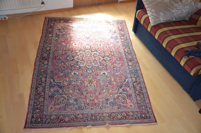 Orient Perser Teppich Keshan/Isfahan 196x128 cm -Antiker 100 Jahre alter Teppich 2