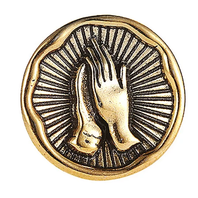 Hand Brooch Pin Praying Badge Vintage Lapel Pin Enamel Lapel Pin Round Lapel Pin