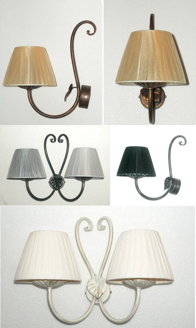 Lampada applique da muro o parete singola o doppia in ferro decorato