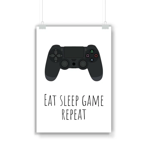 PlayStation 4 Eat Sleep Game Stampa ripetuta, gioco, regalo, giocatore, regali, poster,