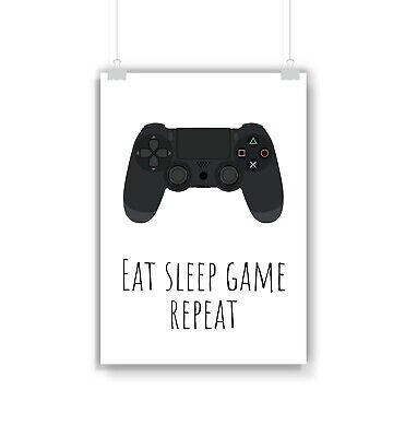Playstation 4 Eat Sleep Jogo repita imprimir, jogos, Presente, Gamer, presentes, Pôster,