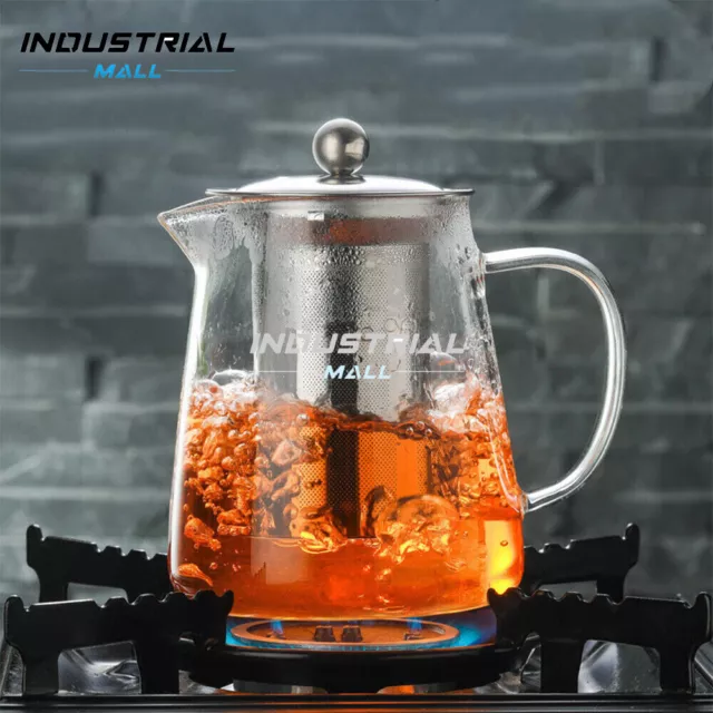 Heat Resistant Glass Teapot With Filter Infuser Coffee Tea Maker Pot 550-950ML